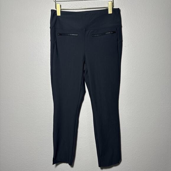 Athleta Stellar Crop Pants Womens M Graphite Elastic Waist Zip Pockets Pull On - Picture 3 of 8